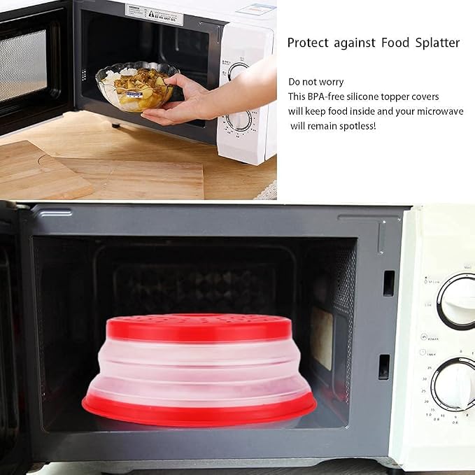 Collapsible Microwave Cover for Food Microwave Splatter Cover Fruit Drainer - Image 3