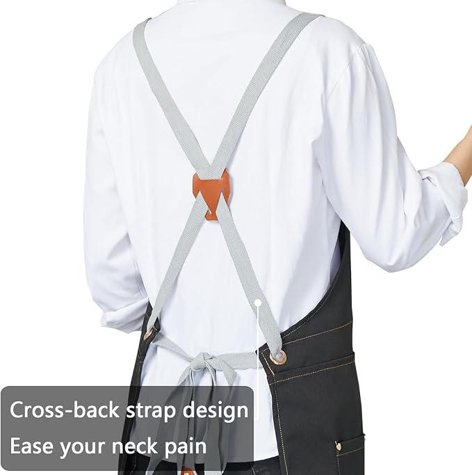 KITCHIEF Pottery Apron Split Leg, Cross Back Chef Apron - Image 3