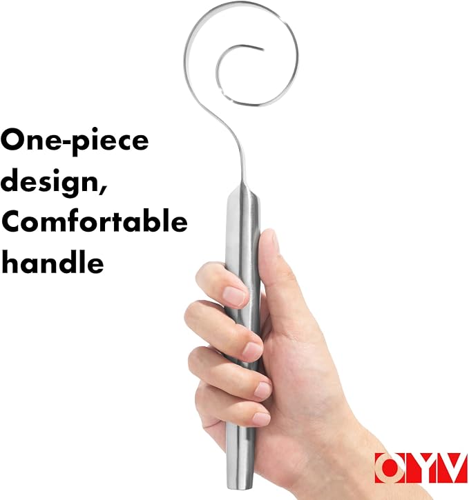 OYV 12-Inch Seamless Dough Whisk, 18/10 Stainless Steel Bread Whisk, Danish - Image 4
