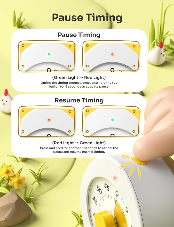 LIORQUE Visual Timer for Kids, 60-Minute Countdown Kitchen Timers for Cooking - Image 4