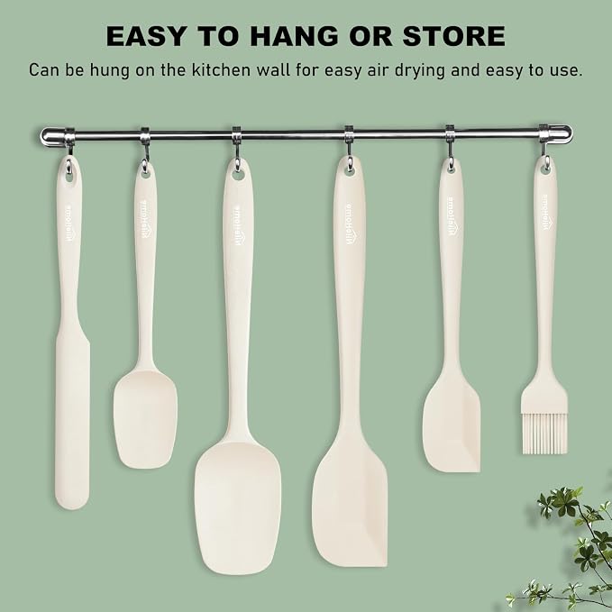NileHome Silicone Spatula Set, 6 Pieces Food Grade Kitchen Utensils - Image 4