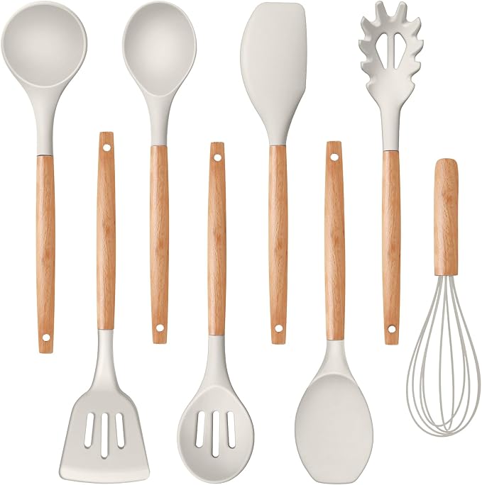 P&P CHEF Silicone Cooking Utensils Set, 8-Piece Kitchen Cooking Utensil by PPCHEF
