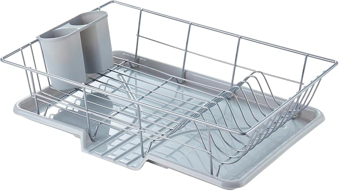 Space-Saving 3-Piece Dish Drainer Rack Set by SweetHomeCollection