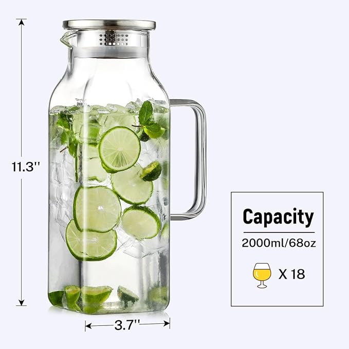 2 Quart Square Glass Pitcher - Image 3