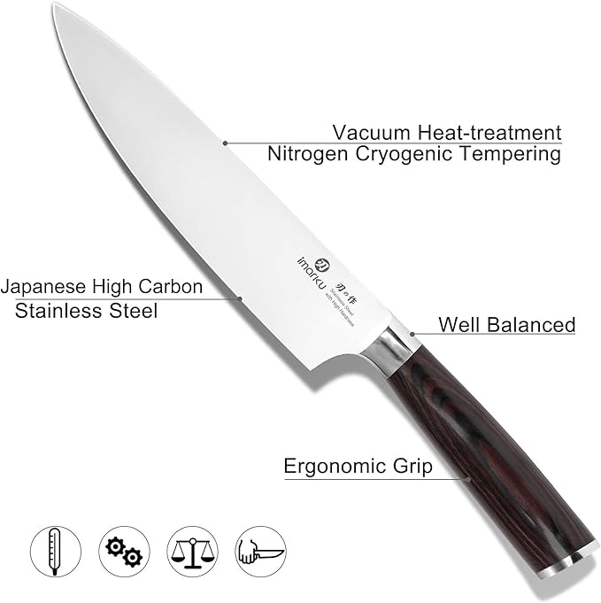 imarku 3 Pieces Knife Set, Japanese High Carbon Stainless Steel Chef Knife Set - Image 6