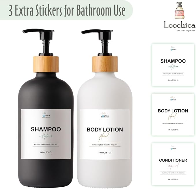 LOOCHICA 2 Pack Glass Soap Dispenser Set, Hand and Dish Glass Soap Dispensers - Image 4