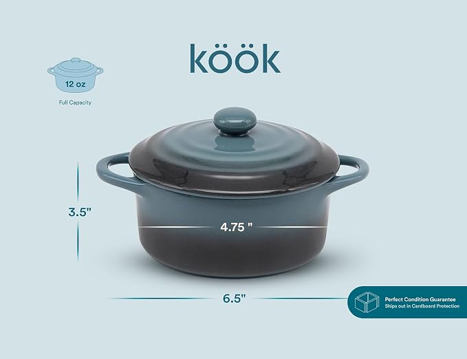 Kook Ceramic Mini Cocotte Set, Small Casserole Dishes - Image 8