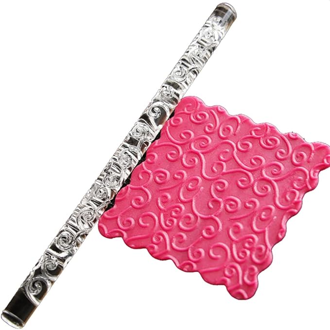 Acrylic Rolling Pin with 28 Patterns, Lightweight 6.3x0.4 Inch Textured Design by Rengue
