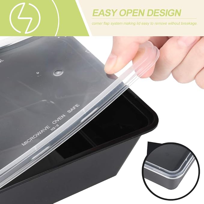 50-Pack Meal Prep Containers, 26 OZ Microwavable Reusable Food Containers - Image 4