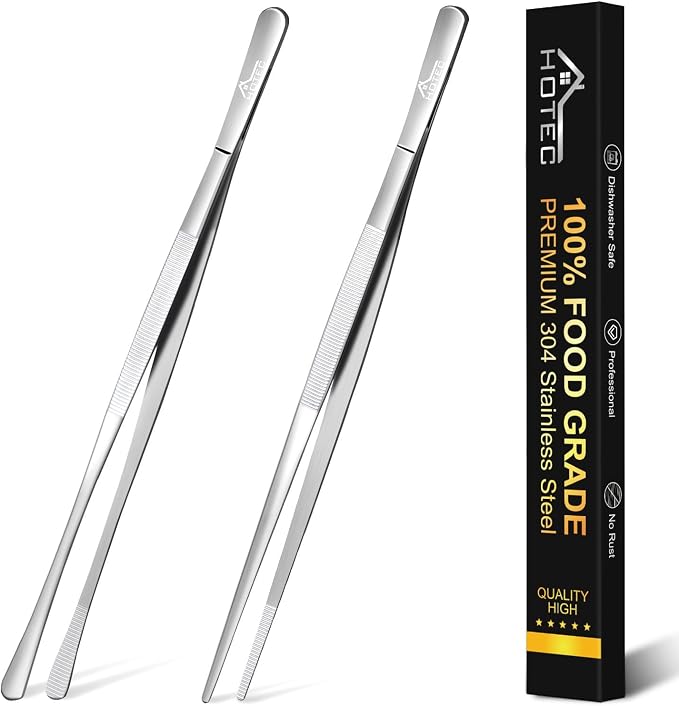 HOTEC Kitchen Tweezers Tongs Stainless Steel Professional Chef Tweezers by Hotec