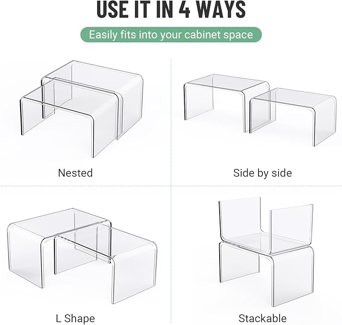 Clear Spice Rack Shelves, Pantry Organizers and Storage Set of 4, Display Shelf - Image 8