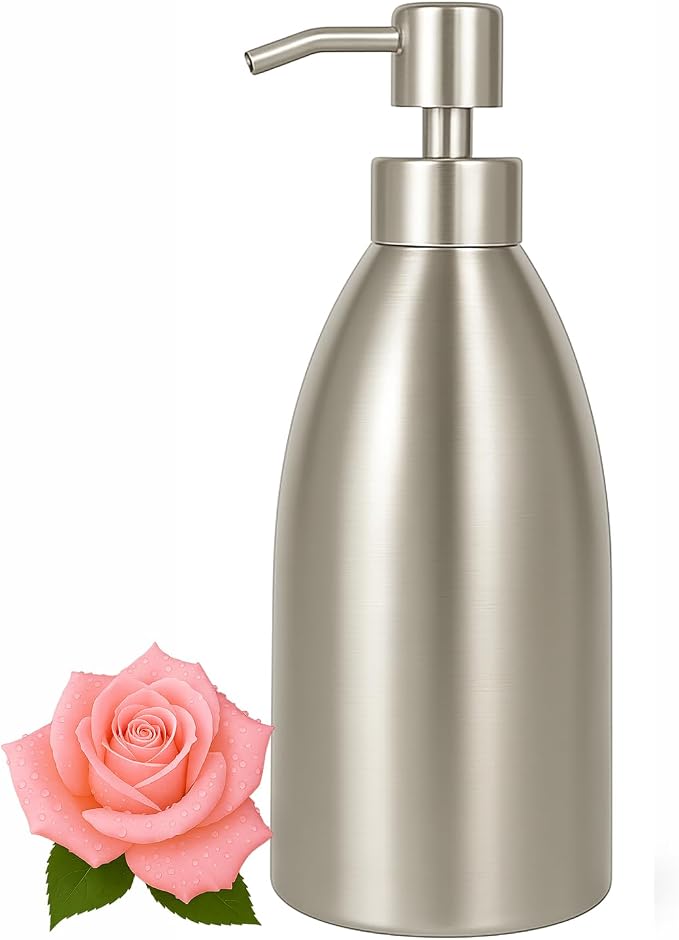 304 Stainless Steel Soap Dispenser 16oz Rust-Proof Liquid Soap Pump Bottle by Emarful