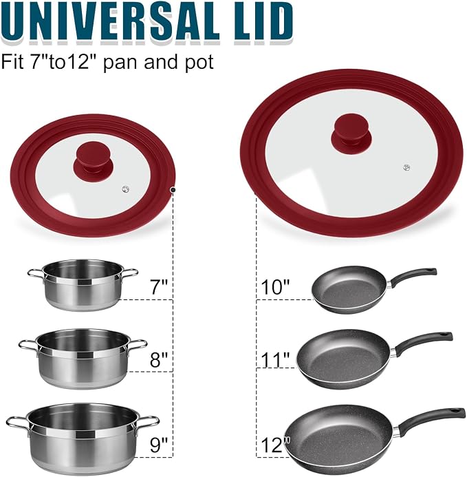 Universal Lid for Pots Pans and Skillets, 2 Pack Pan Cover fit 7", Silicone - Image 7