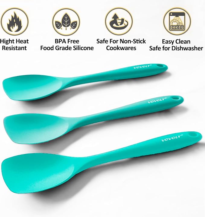 Upgrade Silicone Spatula Spoon Set, VOVOLY Heat Resistant Rubber Spoonula - Image 2