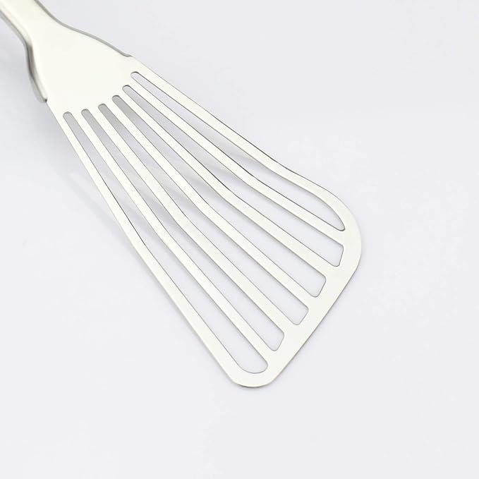 304 Stainless Steel Fish Spatula, Non-Slip Ergonomic Handle Slotted Spatula - Image 3