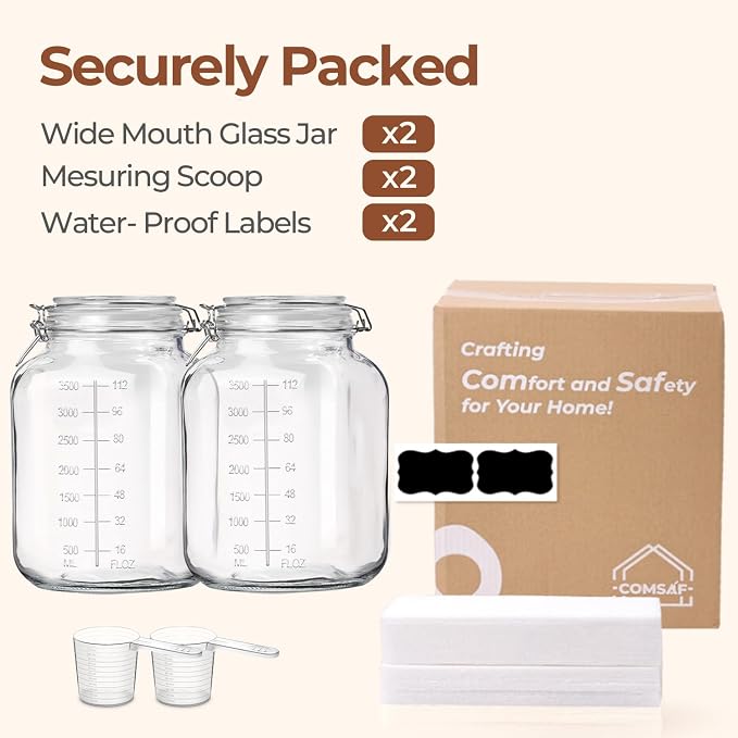 ComSaf 1 Gallon Square Glass Jars - Image 9