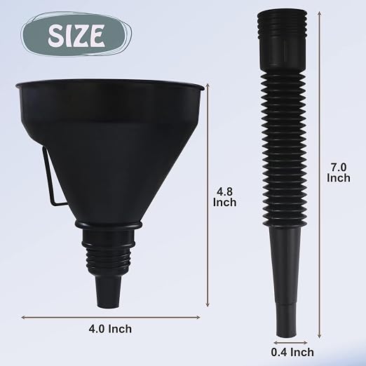Plastic Oil Funnels for Automotive Use Set of 5, Large Flexible Fuel Funnel - Image 7