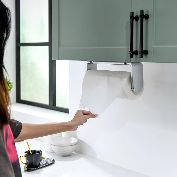simpletome Paper Towel Holder ONE Hand Tear Adaptive Tension Arm Adjustable - Image 7