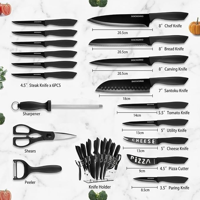 Kitchen Knife Set with Block, Chef Knives, Bread Knife, all in one - Image 2
