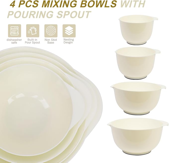 BoxedHome 4 Quart Large Plastic Mixing Bowls, Microwave Safe Mixing Bowl Set - Image 2