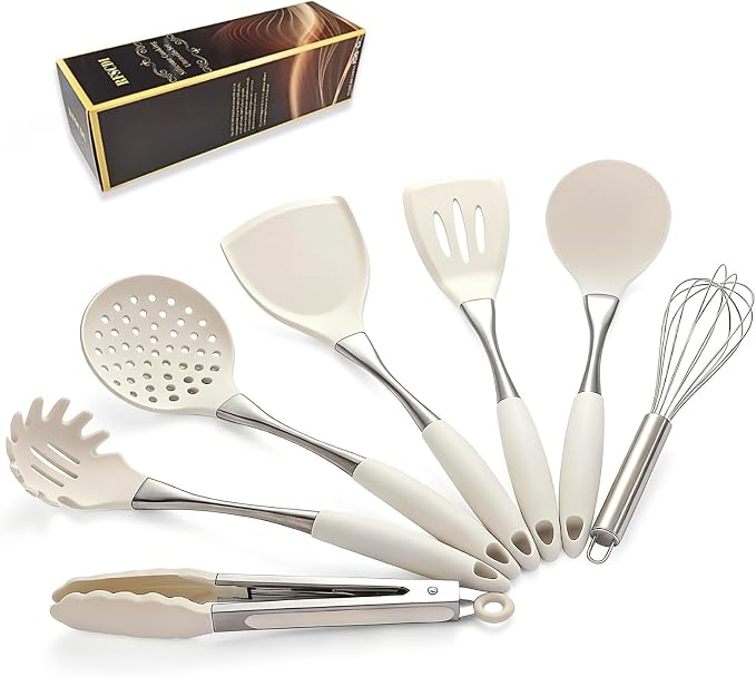 White Silicone Cooking Utensils Set-Non-Toxic, Heat Resistant, BPA Free Kitchen by Unknown