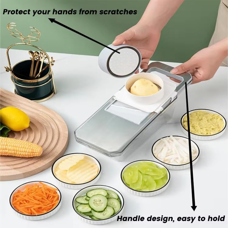 ANAM Mandoline Slicer and Vegetable Cutter, 6-in-1, Container