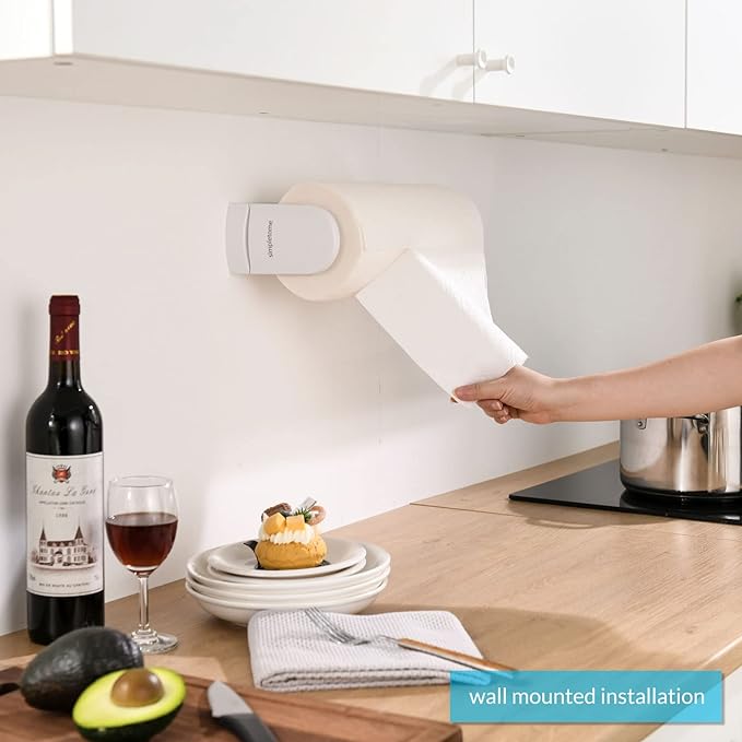 simpletome ONE Hand Tear Paper Towel Holder Under Cabinet Adhesive or Drilling - Image 5