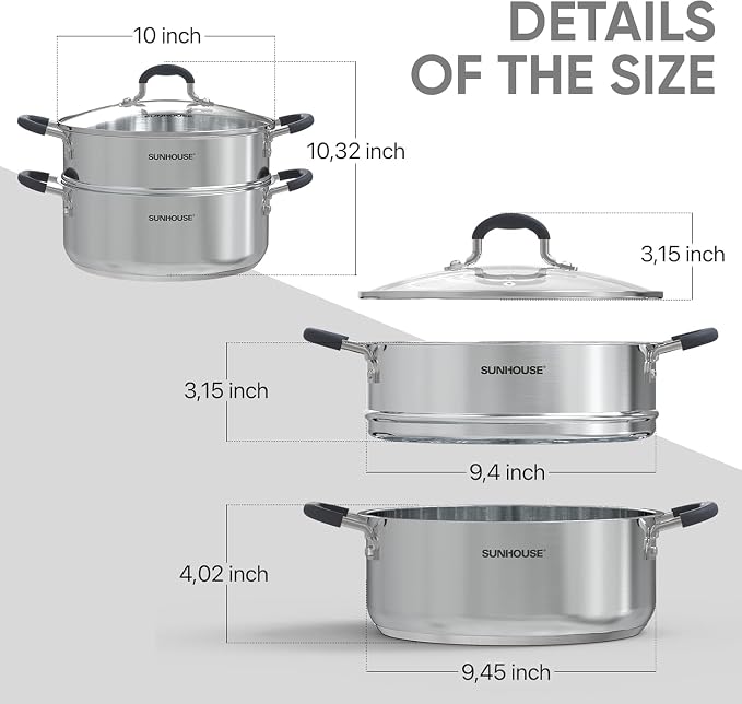 SUNHOUSE - 4.6 Quart Steamer Pots - Image 7