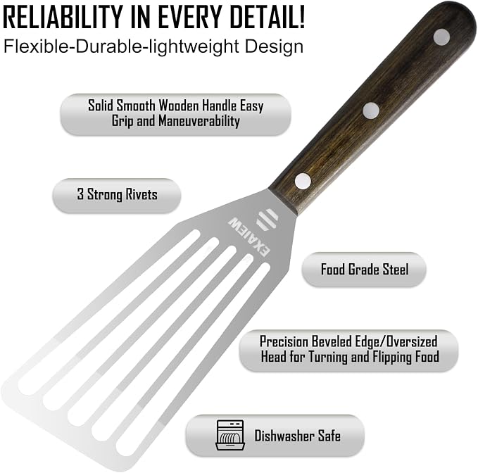 2 Pack Fish Spatula Stainless Steel, Flexible Fish Turner Spatula Perfect - Image 6