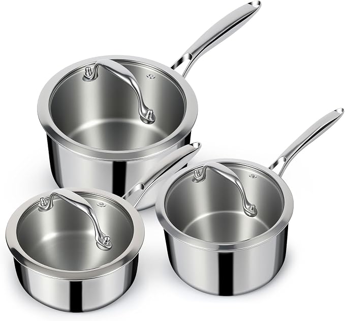 EWFEN 3 Ply Stainless Steel Sauce Pan Set by EWFEN