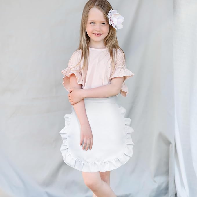 2Pcs Kids White Waist Apron Half Apron Puffy Tight Costume Kitchen Party Favors - Image 7