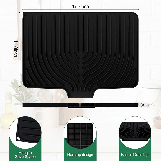GUUKIN Silicone Dish Drying Mat, 17.7" x 11.8 " Drying Matt Kitchen Counter - Image 2