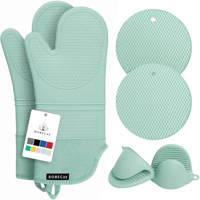 Rorecay 6pcs Oven Mitts and Pot Holders Sets Heat Resistant 500 Degrees by Rorecay