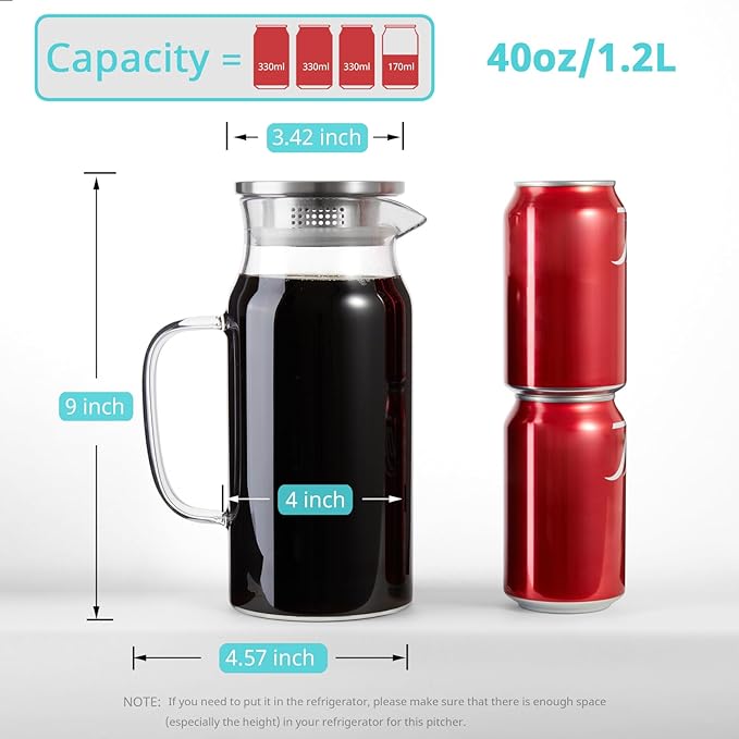 Bivvclaz 1.2 Liter 40 oz Small Glass Pitcher - Image 2