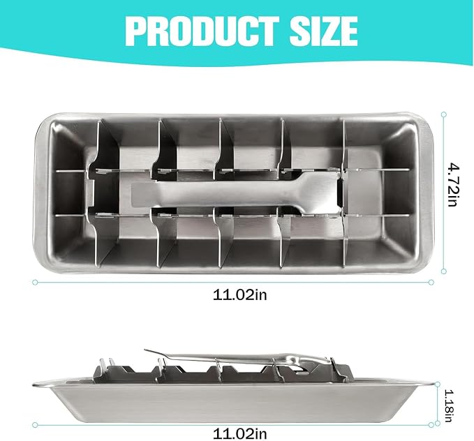 Metal Ice Cube Trays, Stainless Steel Ice Cube Trays, 18-Slot Ice Cube Tray - Image 2