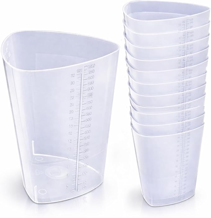Plastic Graduated Triangular Intake Output Container 32 oz Three-Sided by Vakly