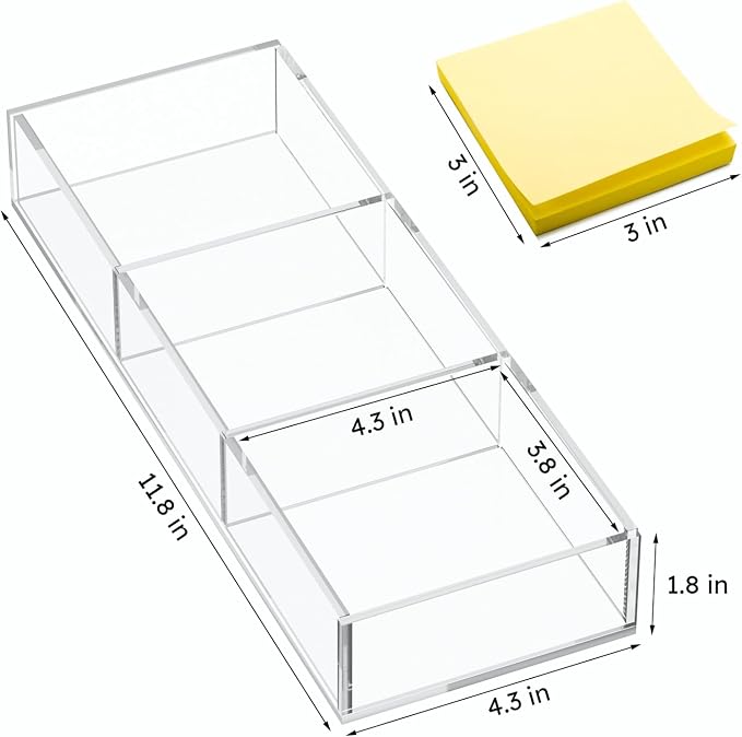 HIIMIEI 3 Section Clear Acrylic Drawer Organizer Tray, Office & Makeup Drawer - Image 6