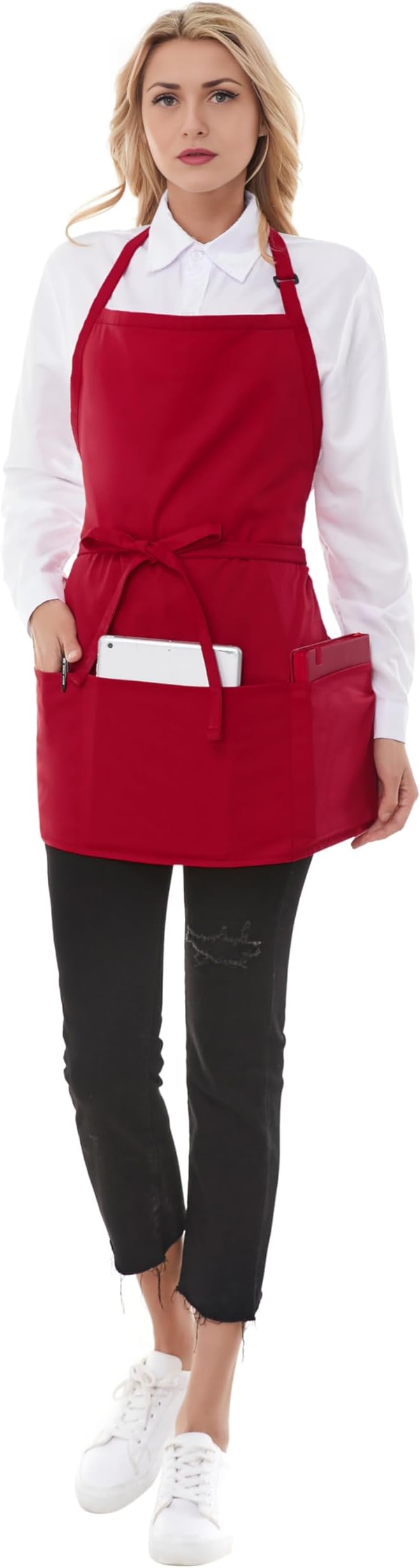 Aprons for Women with 3 Pockets, Server Apron, Aprons for Cooking, Chef Apron - Image 3