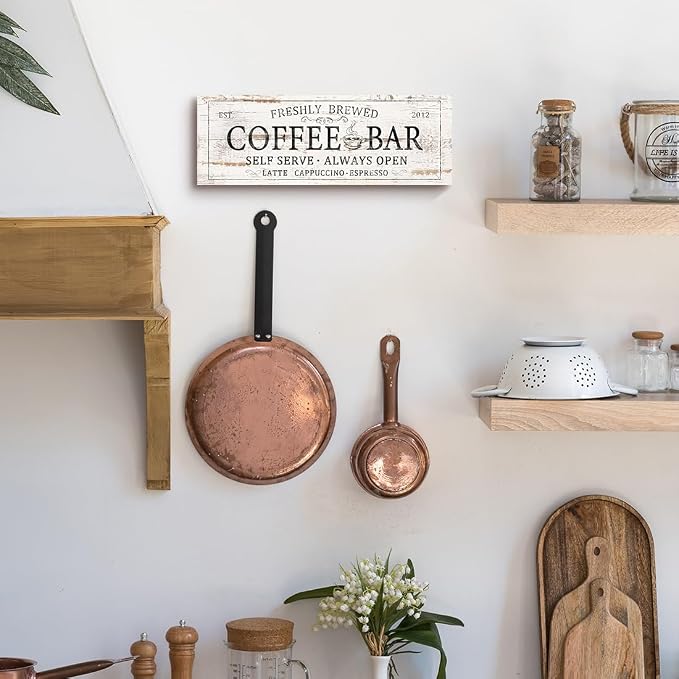 Coffee Bar Sign Decor Rustic Kitchen Canvas Sign Farmhouse Bar Hanging Wall - Image 6