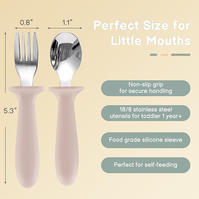 Eascrozn Toddler Spoons and Forks Set, 6 Pack Kids Silverware - Image 2
