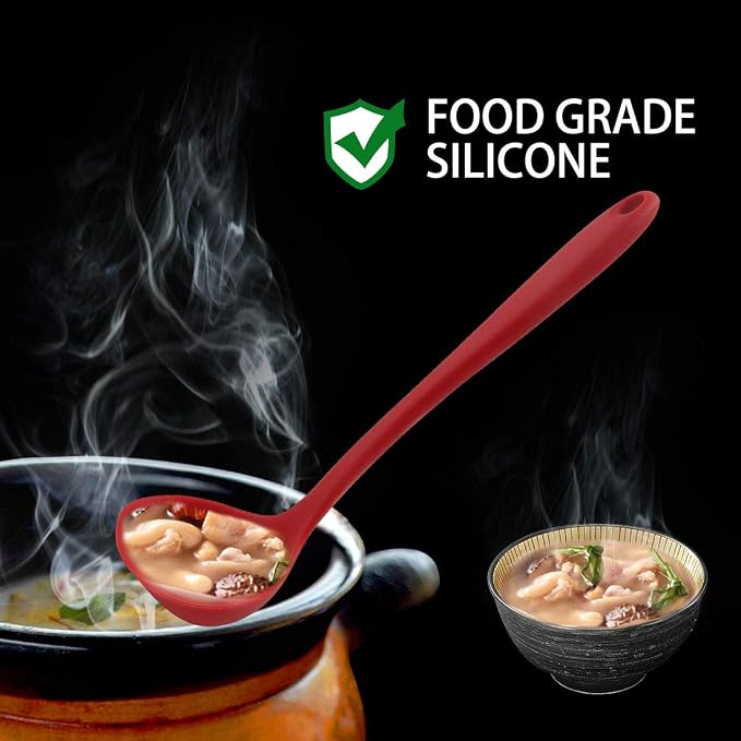 uxcell Silicone Soup Ladle Spoon 8.5 Inch Heat Resistant to 450°F One Piece - Image 7