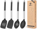 Pack of 4 Silicone Cooking Utensils Set, Non Stick Large Solid Spatulas by BUNDLEPRO