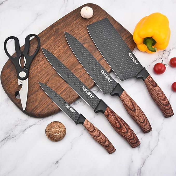 Knife Set, Wiztoynia 6-Piece Black Kitchen Knife Set - Image 2