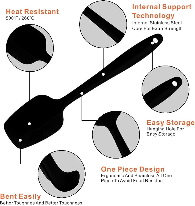 Silicone Spatulas Set, Rubber Spoon Spatula Heat Resistant Spoonula One Piece - Image 4