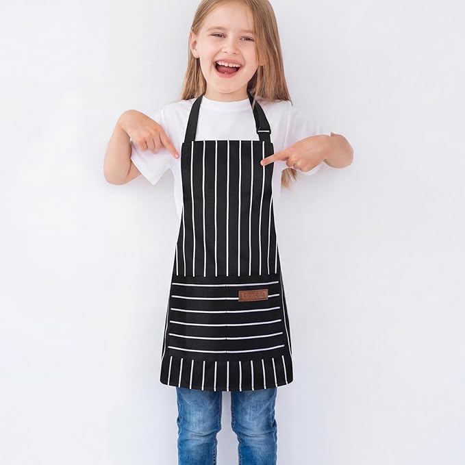 2 Pack Stripes Kids Apron, Kids Cooking Aprons - Image 7