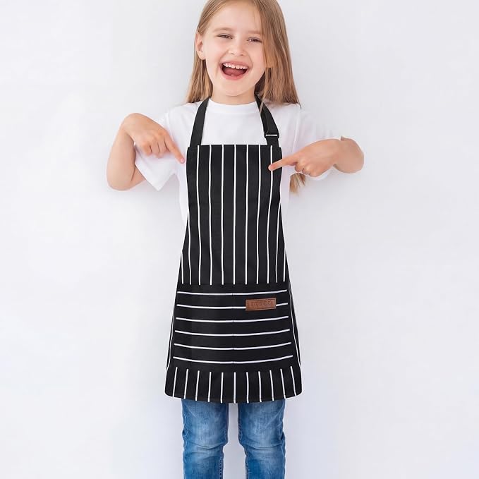 2 Pack Stripes Kids Apron, Kids Cooking Aprons - Image 7