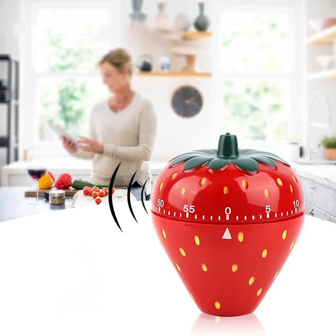 Joyzan Strawberry Shaped Timer, Cartoon Mechanical Time Reminder Cute Fruit - Image 2