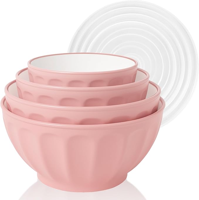 BoxedHome Mixing Bowls with Lids Set, 4PK Large 0.2” Thick Plastic Nesting by BoxedHomeProducts