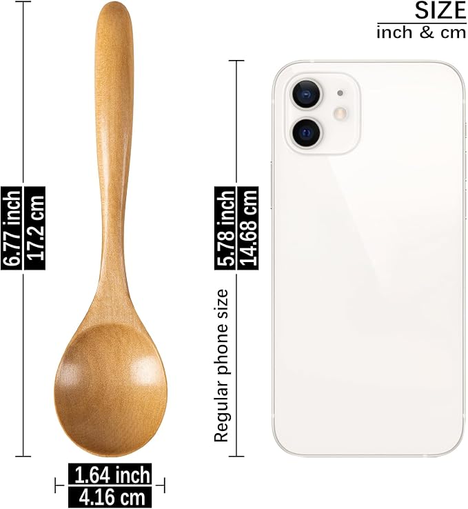 6 PCS Wooden Spoons for Honey, 6.7 inch Small Wooden Spoons - Image 3