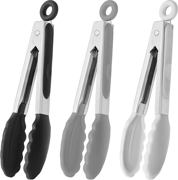 HINMAY Small Silicone Tongs 7-Inch Mini Serving Tongs by HINMAY